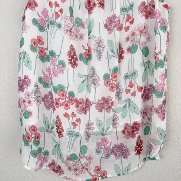 Tommy Hilfiger white floral sheer ruffle sleeve blouse M - Picture 8 of 10